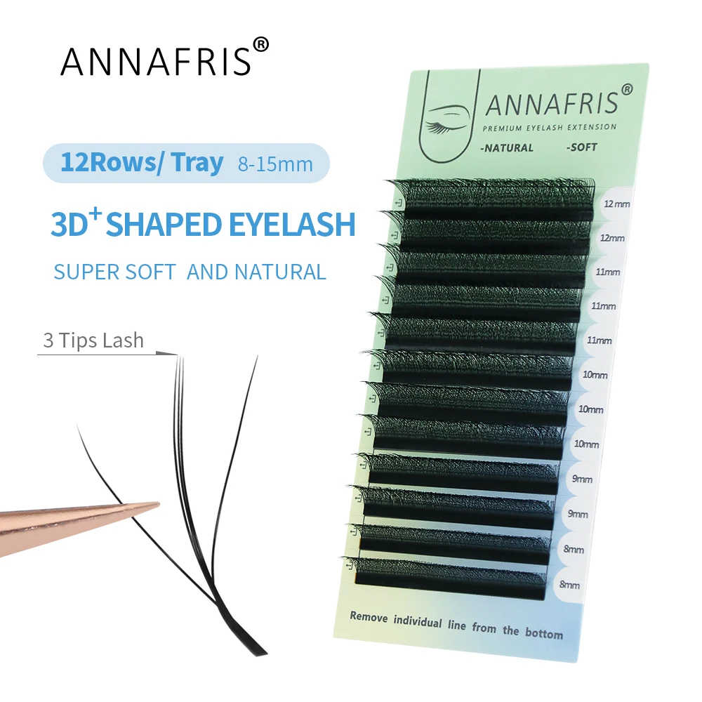 Eyelash Extension Human Hair - ANNAFRIS 3D W 3 코어 속눈썹